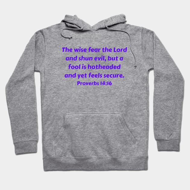 Bible Verse Proverbs 14:16 Hoodie by Prayingwarrior